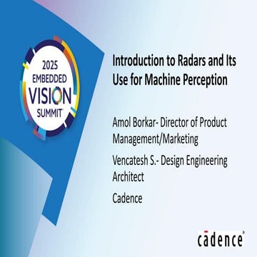“Introduction to Radar and Its Use for Machine Perception,” a Presentation fr...