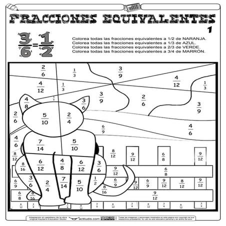 Fracciones equivalentes láminas para pintar