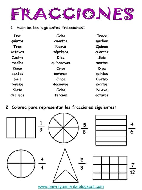 Actividades fracciones + solucionario Actividades fracciones + solucionario