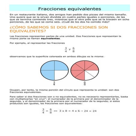 Fracciones equivalentes