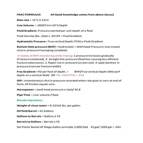 Frac formulas              david aakre        technologist