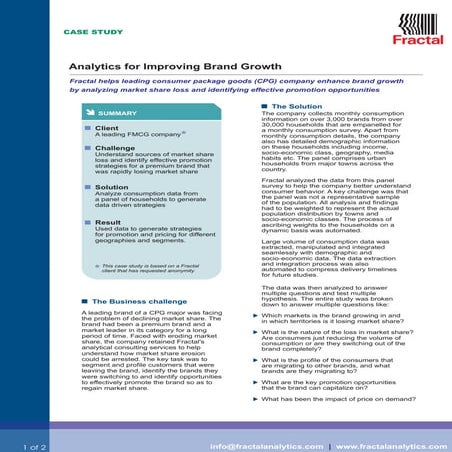 Fractal Analytics helps leading CPG company enhance brand growth | PDF
