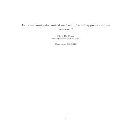 Famous constants, sorted and with fractal approximations