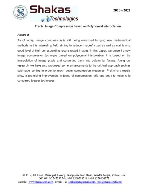 Fractal Image Compression Based On Polynomial Interpolation Docx Fractal Image Compression Based On Polynomial Interpolation Docx