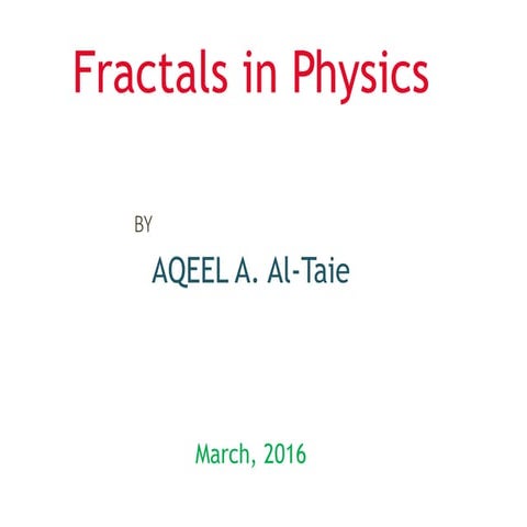 Fractals in  physics