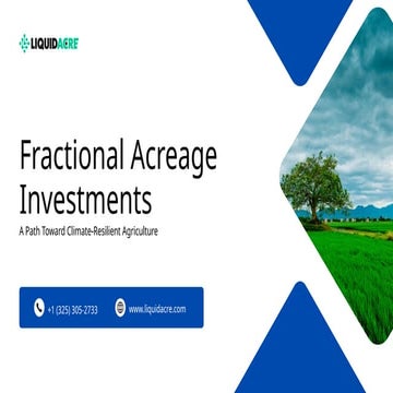 Fractional Acreage Investments A Path Toward Climate-Resilient Agriculture