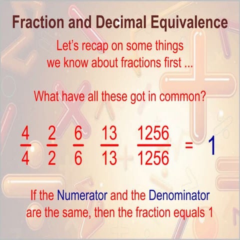Fraction decimal equivalence