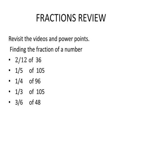 Fractions decimal review and graded