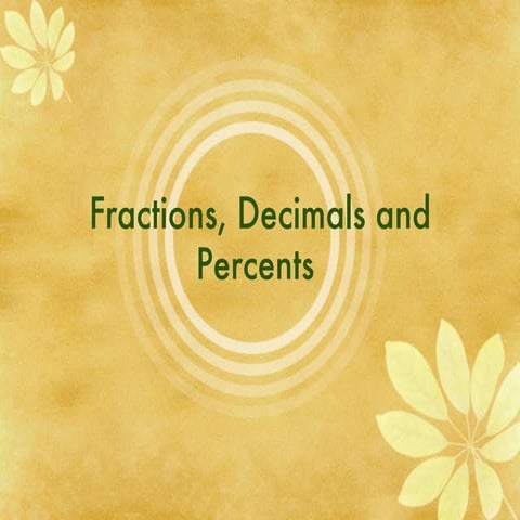 Fractions Decimals And Percents