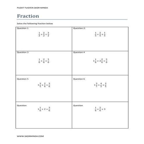 Fraction upsr worksheets | PDF