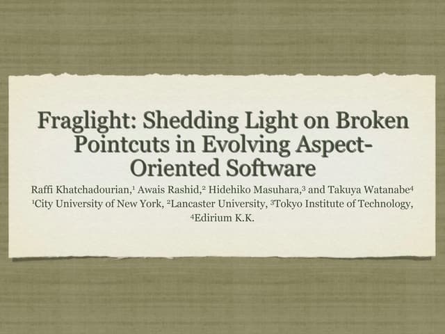 Fraglight: Shedding Light on Broken Pointcuts in Evolving Aspect-Oriented Sof...