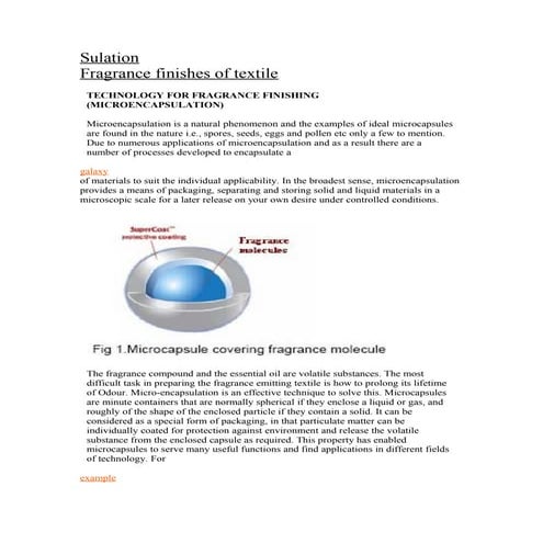 Fragrance finishes of textile