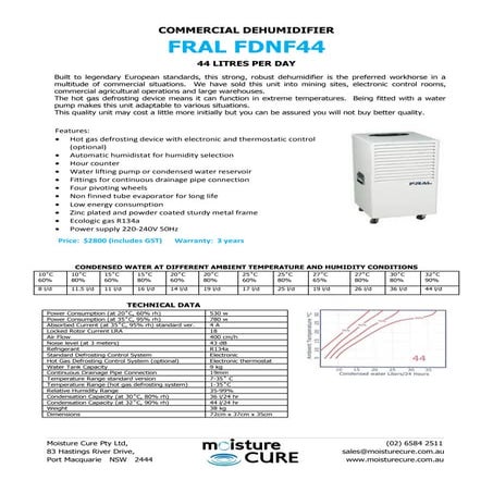 Fral fdnf44 spec sheet
