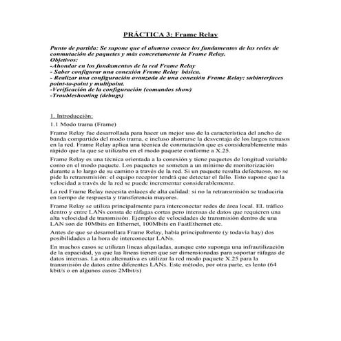 Frame Relay, Configuración de Frame Relay Básico. | PDF