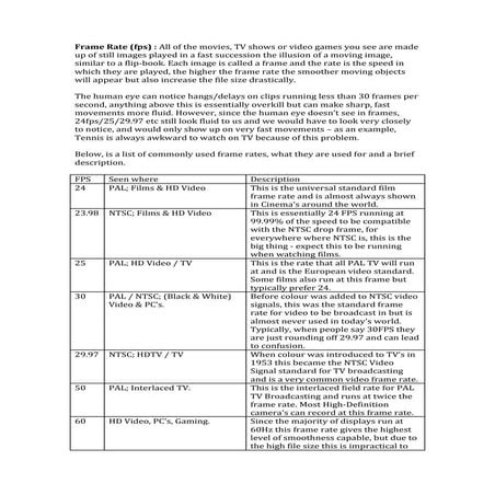 Frame rate