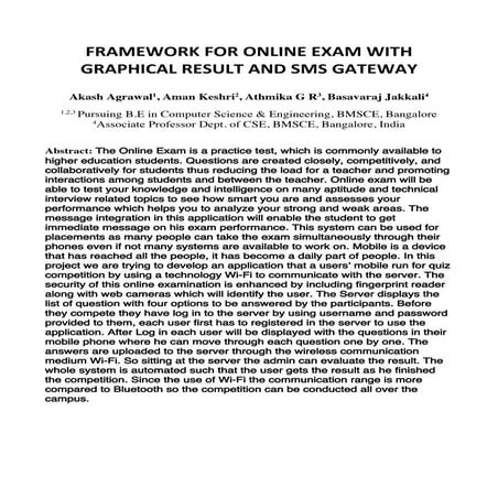 Framework for online exam with graphical result and sms gateway