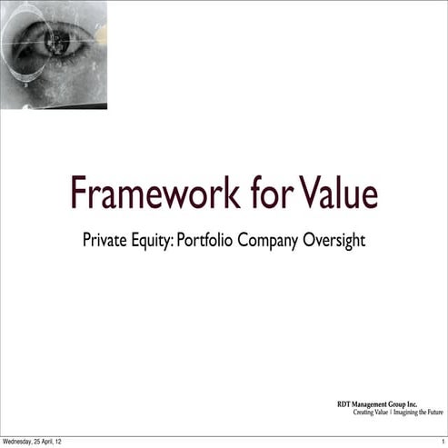 Framework for value (private equity portfolio company oversight)