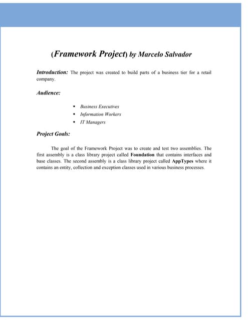 Framework Project Portfolio