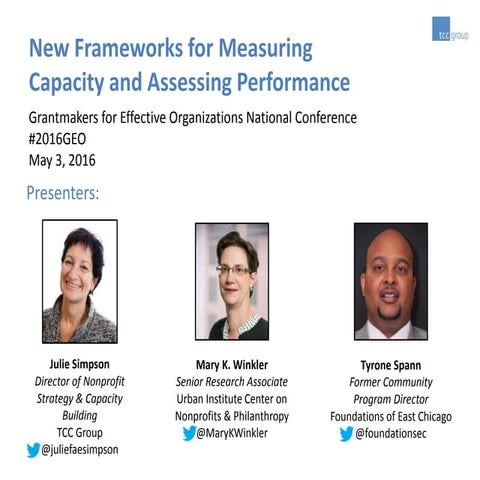 New Frameworks for Measuring Capacity and Assessing Performance