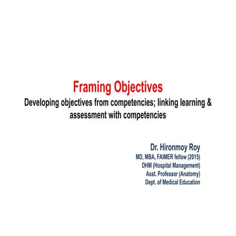 Framing educational objectives