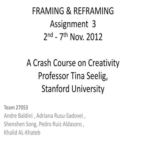 Framing & reframing assignment 3