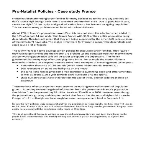 Pro-natalist and Anti-natalist policies | PDF