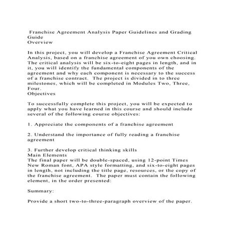  Franchise Agreement Analysis Paper Guidelines and Grading Guide.docx