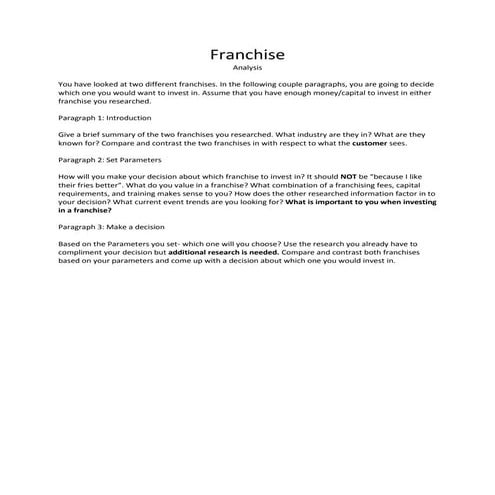 Franchise Analysis