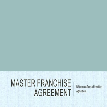 Master Franchise Agreement