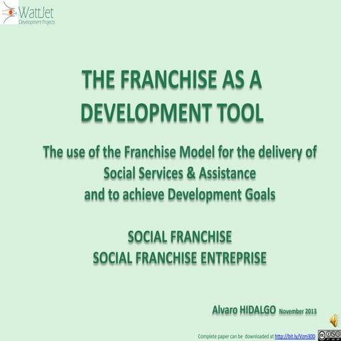 Franchise Model - Franchise as a Development Tool - Social Franchise ...