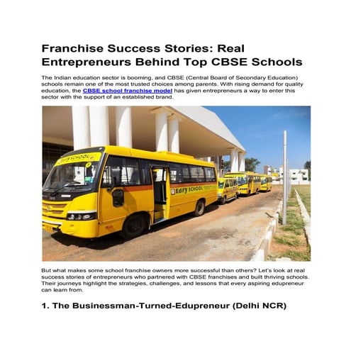 Franchise Success Stories: Inspiring Journeys of CBSE School Owners