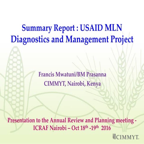 Summary report: USAID MLN diagnostics and management project