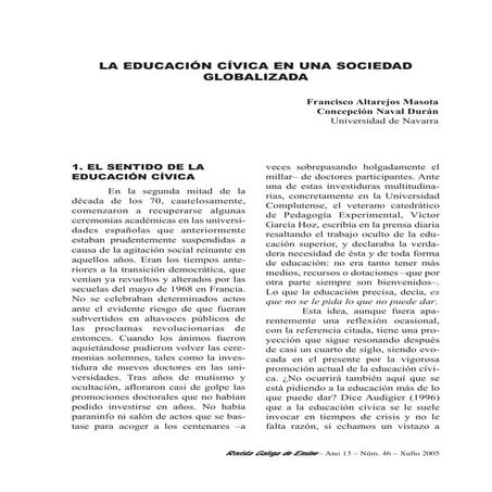  La educación cívica en una sociedad globalizada