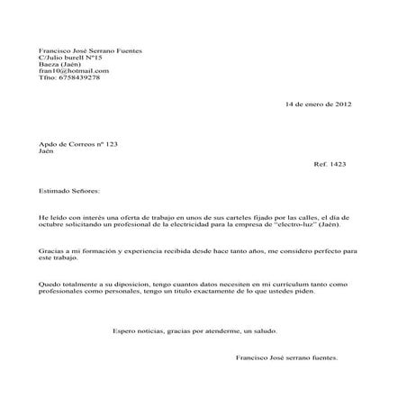 Francisco carta de presentacion