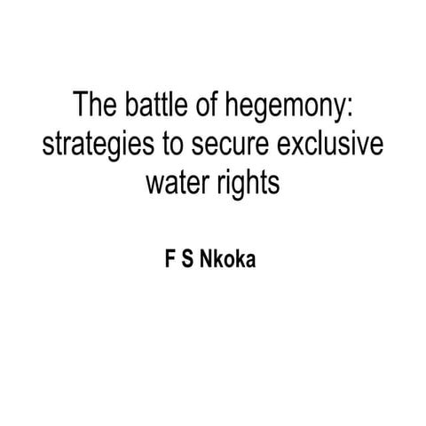 The battle of hegemony: strategies to secure exclusive water rights - lessons from Malawi and Mozambique case studies - Francis Nkoka, , Agriculture Manager, Save the Children,  Malawi