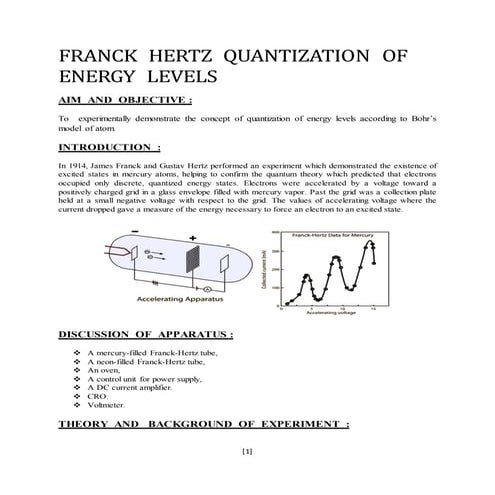 Franck hertz quantization of energy levels