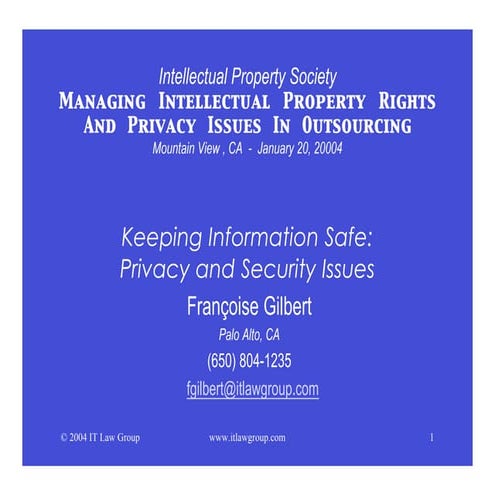 Keeping Information Safe: Privacy and Security Issues