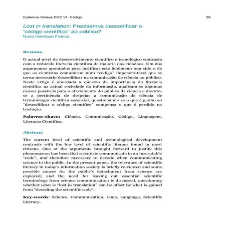 Lost in translation: Precisamos descodificar o  “código científico” ao público?