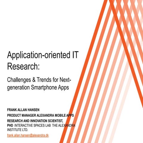 Application-oriented IT Research af Frank Allan Hansen, Alexandra Instituttet