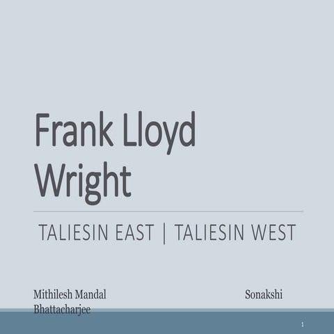 Frank lloyd wright- Taliesin East and Taliesin West, Guggenheim Museum, Falli...
