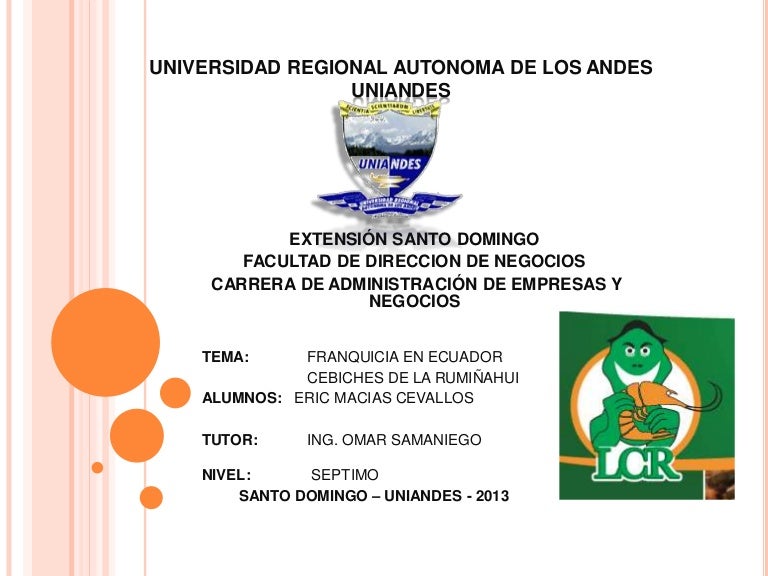 Franquicia Cebiches De La Ruminahui Ecuador