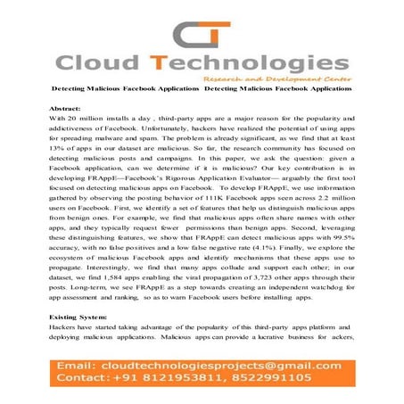 Fr app e detecting malicious facebook applications