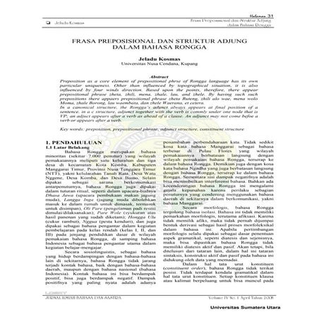 Frasa preposisional dan struktur adjung dalam bahasa rongga
