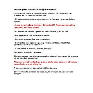 Frases para ahorrar energía eléctrica