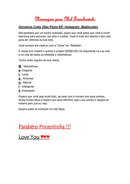 Frases para o livro que irei fazer pra mel                 fronckowiak