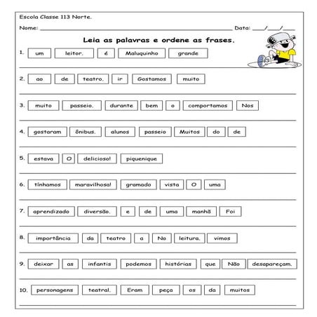 Frases para ordenar menino maluquinho