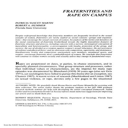 Fraternities and rape on campus