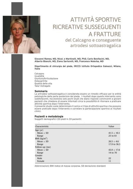 Fratture del Calcagno e Conseguente Artrodesi Sottoastragalica di Agnese Crem...