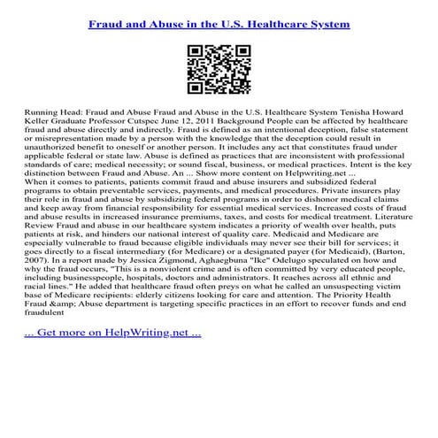 Fraud And Abuse In The U.S. Healthcare System