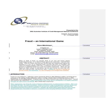 Fraud   An International Perspective